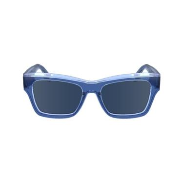 Imagem de Calvin Klein Jeans unissex óculos de sol adulto CKJ24609S - azul com lentes azuis sólidas