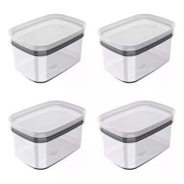 Imagem de Kit 04 Pote Organizador Hermetico Block Retangular - 0,65L