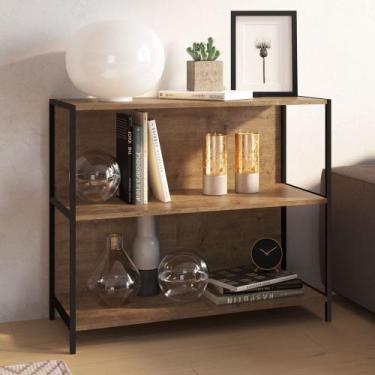 Imagem de Estante Baixa Steel Quadra 90cm 3 prateleiras Estrutura metálica Steel