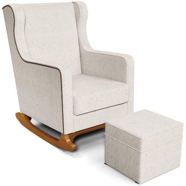 Imagem de Poltrona de Amamentação com Balanço e Puff Mavie L02 Linho Cru - Lyam Decor