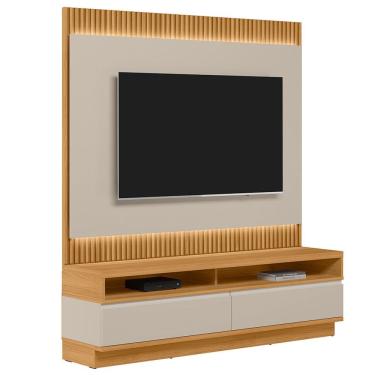 Imagem de Rack Para Sala Com Painel Para TV 70 Pol LED 180cm Spencer L05 Tauari Off White Fosco - Lyam Decor