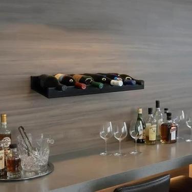 Imagem de Prateleira Adega New Suporte Decorativo para Vinhos e Garrafas Preto Laca
