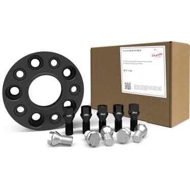 Imagem de Wheel Accessories Parts Espaçador de roda de veículo europeu centralizado 1 peça com parafusos pretos M14 1,50 25 mm espessura 5 em padrão de parafuso de 112 mm PCD 66,56 mm veículo e cubo de roda