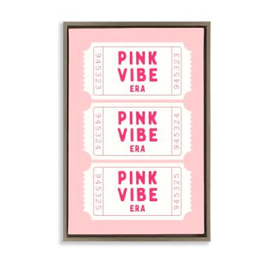 Imagem de Stupell Industries Pink Vibe Era Tickets Brown Framed Floater Canvas Wall Art, design por Lettered and Lined, 78 x 53 cm