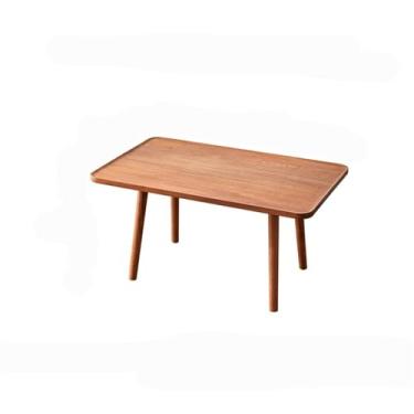 Imagem de Mesa de centro de design simples pequena para sofá, mesa de centro quadrada de madeira maciça que pode ser usada como mesa de cabeceira, mesa de centro e mesa pequena. Mesa lateral minimalista para