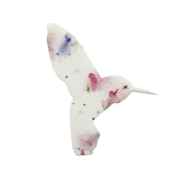 Imagem de Papel de semente de flores silvestres – Conjunto de 24 em forma de beija-flor com envelope e instruções de plantio, para lembrancinhas de funeral, presentes de memorial e presentes de simpatia para