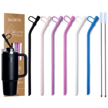 Imagem de GLOEYE Canudos dobráveis de substituição de silicone extralongos de 30,5 cm para copo Stanley de 1,134 g, canudo grande gigante flexível reutilizável para copo Quencher, garrafa de água de 1,8 litro