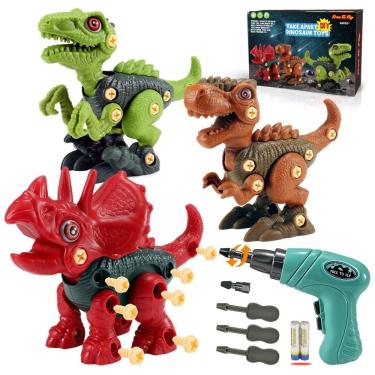 Imagem de Kit 3 Dinossauros de Construção que Estimula a Imaginação e Criatividade com 6 Acessóri...