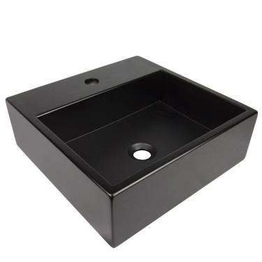 Imagem de Cuba De Apoio Banheiro Onix Pedra 40x40cm Preto Fosco