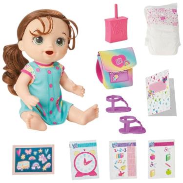 Imagem de Boneca Hora da Escola com Acessórios Educativos para Crianças Acima de 3 Anos, Baby Alive, Cabelo Castanho