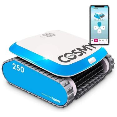 Imagem de Robô Aspirador de Piscina com Cabo, Modo de Deslocamento Rápido, Sucção Poderosa e Controle por APP, 110V, BWT, Branco e Azul