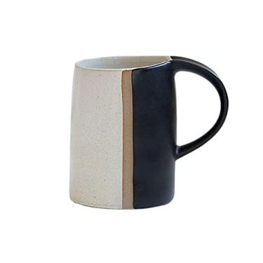 Imagem de GRFIT Caneca de cerâmica artesanal caneca de cerâmica grossa retro forno caneca de cerâmica grossa 400 ml grande capacidade copo de café casal antiderrapante e resistente ao calor caneca de café (cor