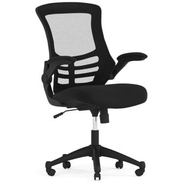 Imagem de Cadeira de Escritório Ergonômica Giratória com Suporte Lombar e Altura Ajustáveis, FLASH FURNITURE BL X 5M BK GG, Preto