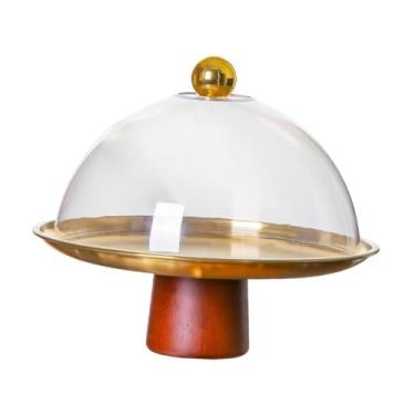 Imagem de Ｂｅｓｇａ Suporte para bolo com tampa, bandeja para, cobertura em cúpula para restaurantes e charcutaria, Ouro 20x18cm