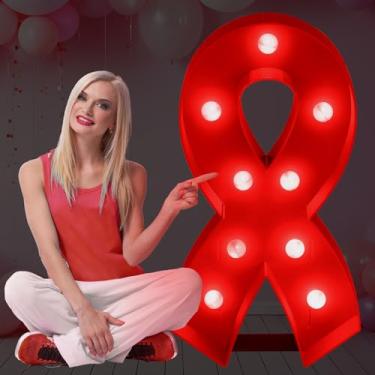 Imagem de Tujoe 900 cm Fita Vermelha Iluminada Semana Decoração Marquee Mosaico Balão Moldura com Cordão de Luz Sem Drogas Acessórios Semana Fita Vermelha Conscientização Placa de Espuma Pré-Cortada para Saúde