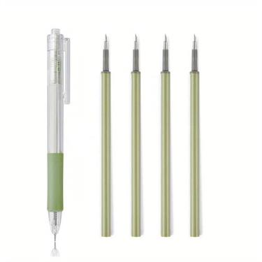 Imagem de Conjunto de facas de artesanato 5/6 peças de lâminas substituíveis estilo caneta de precisão, cabo de plástico para corte de papel, abertura de caixa de scrapbooking, conjunto verde 5 peças