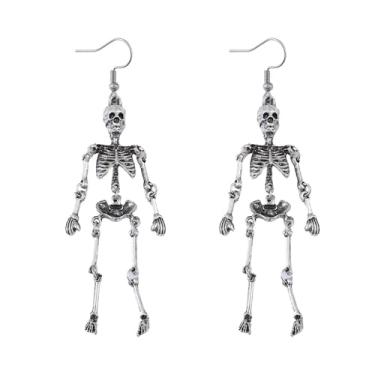Imagem de Brincos femininos de Halloween fashion Mrs.Skeleton Design Brincos pendentes de Halloween roupas de fantasia acessórios de bijuteria, 2inch, Liga de aço, Sem pedra preciosa