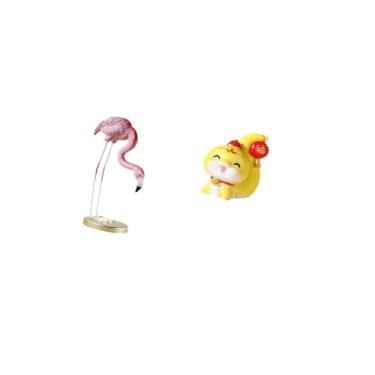 Imagem de Fenteer Estátua de Resina de Flamingo, Escultura de Pássaro, Decoração para Casa, Lareira, Arte Moderna, Estatueta de Jardim com Suporte de Metal, Desenho Ani