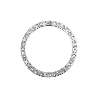 Imagem de Capa de botão de parada de partida de motor de carro brilhante universal, adesivo de anel de botão de arranque de um clique para carro cristal falso strass acabamento do botão de ignição branco, 1