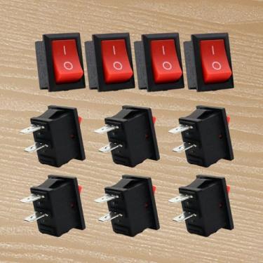 Imagem de Interruptor basculante redondo de 12 V, interruptores liga/desliga, pequeno, mini interruptor de 12 volts, 2 pinos, CA, 6A, 250V, 10A, 125 V, 12 VCC, KCD1, preto para carro, barco automotivo (5 peças