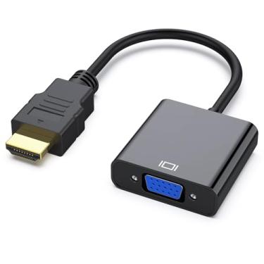 Imagem de HDMI para VGA, adaptador banhado a ouro (macho para fêmea) para computador, desktop, laptop, PC, monitor, projetor, HDTV, Chromebook, Raspberry Pi, Roku, Xbox e mais - Preto
