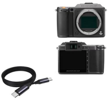 Imagem de Cabo Hasselblad X1D II 50c, BoxWave [Cabo DirectSync PD (90 cm) - USB-C para USB-C (100 W)] Cabo trançado de 90 cm para Hasselblad X1D | X1D II 50c - Preto Jet