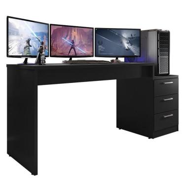 Imagem de Mesa Para Computador Desk Gamer Drx-5000 Preto Black - Pr Móveis Preto Black