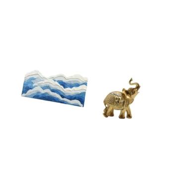 Imagem de Fenteer Tapete Decorativo com Estátua de Elefante E Tema Oceânico para Decoração de Casa, Presente, Tapete Antiderrapante para Quarto de Bebê, Artesanato em R