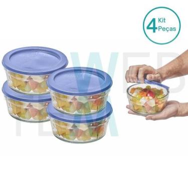 Imagem de Kit 4 Potes Tigela de Vidro com Tampa Plástica Laguna 750ml Vitazza:Pa