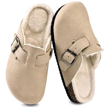 Imagem de Torotto Pantufas infantis de camurça com palmilha de cortiça com suporte de arco e alças ajustáveis para meninos e meninas em ambientes internos e externos, Damasco quente, 13.5 Little Kid