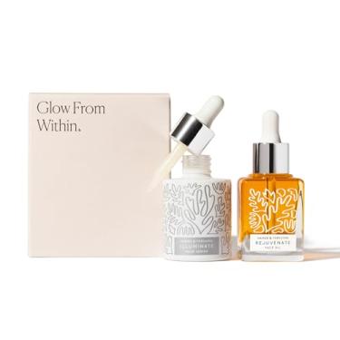 Imagem de Naked & Thriving Super Glow Duo | Sérum Illuminate BC+ (30 ml) + óleo facial restaurador rejuvenescedor (35 ml) com óleo de argan, óleo de espinheiro marinho, bakuchiol e vitamina C (conjunto de 2)