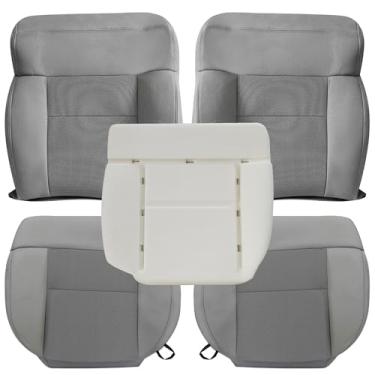 Imagem de Vigoraze Capas de assento de pano de espuma para motorista e passageiro, parte inferior e superior, costas inclinadas, cinza #E compatível com Ford F150 XLT 2004 2005 2006 2007 2008
