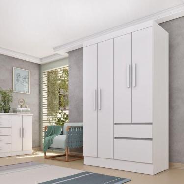 Imagem de Roupeiro Oregon 4 Portas E 2 Gavetas Tcil Neve