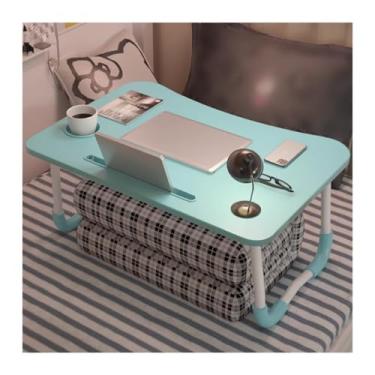 Imagem de Mesa para laptop, mesa baixa para cama, bandeja para laptop, suporte de mesa de colo para laptop, pernas estáveis em forma de W, painel de mesa espesso, gaveta de slot de cartão conveniente