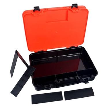 Imagem de Organizador de caixa de pesca | Caixa de armazenamento de 2 camadas para pesca, organizador de iscas de água doce de água salgada com alça para truta, robalo, peixe-gato, rio, costa, riacho, cais