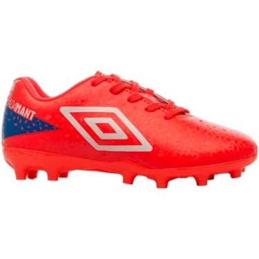 Imagem de Chuteira Campo, Adamant Junior, Umbro, Infantil, Coral/Branco/Azul, 32