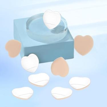 Imagem de Conjunto de 9 peças de pó de dedo em forma de coração, puffs de pó para rosto, liquidificadores de maquiagem e esponjas para base, adequado para ferramentas cosméticas de base líquida e creme (branca)