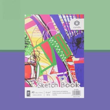 Imagem de Caderno de esboço de 15 x 21 cm, bloco de esboço espiral superior, 20 folhas (27,2 kg/90 g/m2), papel de esboço durável sem ácido, papel de desenho e esboço para crianças adultos iniciantes