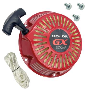 Imagem de KINDZA Recoil Starter para Honda GX390 GX340 389 420 439 cc 11 13 hp Gerador substitui 28400-ZE3-W01ZA 28400-Z5T-305ZA com emblema OEM GX390, parafusos de arranque de recuo e corda