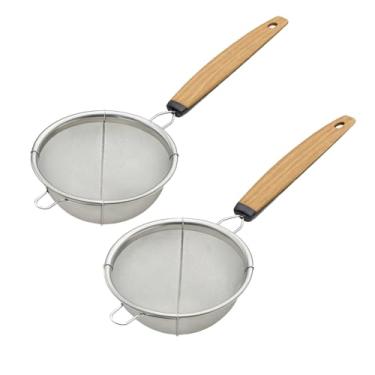 Imagem de JapanBargain 2459, Coador de chá de malha fina com alça de aço inoxidável pequena peneira para bebidas, coquetéis, café e matcha, pacote com 2