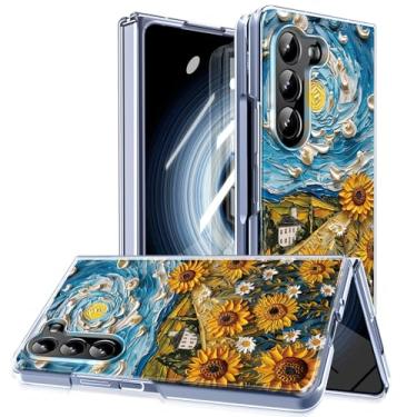 Imagem de MIDIIUGCT Capa magnética para Galaxy Z Fold 7, círculo magnético integrado e carregamento sem fio, capa à prova de choque de grau militar para Z Fold 7 [pintura a óleo girassol] MUS-CXDZ-09-19