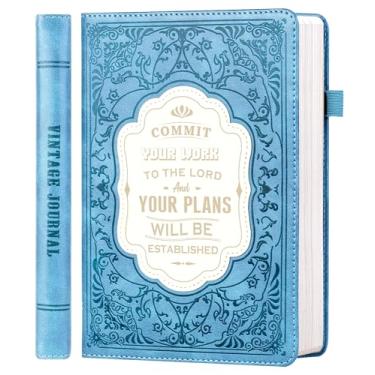 Imagem de MINICAGIE Caderno de diário de estudo da Bíblia para mulheres, 256 páginas, notas de igreja, cadernos de diário, cadernos A5, notas de sermão, diários cristãos para escrever diário, anotações, azul