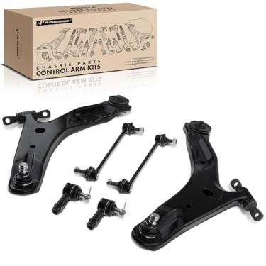 Imagem de A-Premium Set of 6, Front Lower Control Arm, Sway Bar Link, Outer Tie Rod End, Compatible with Hyundai Santa Fe 2001-2006