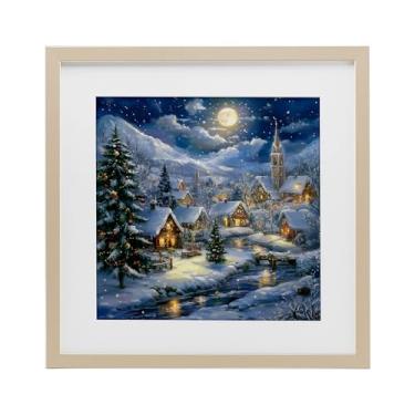 Imagem de Stupell Industries "Snow Covered Village", impressão emoldurada sob vidro, marrom, 13 x 13