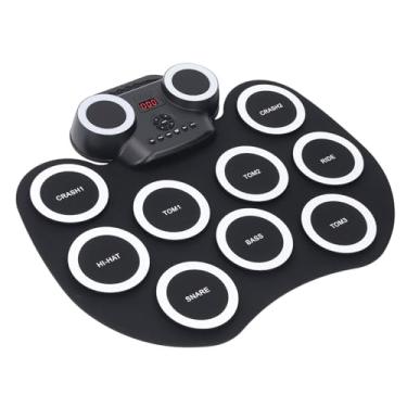 Imagem de Generic Drum de Rolagem Elétrica, Midi Practice Drum Pad Recarregável 9 Almofadas de Tambor para Férias (Branco)
