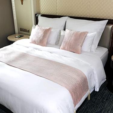 Imagem de Cama, corredor, lenço, nórdico, holandês, veludo, colchas, quarto, hotel, toalha de cama para o pé da cama, capa de cama simples, proteção de cama, decorativa para cama queen king, tamanho rosa, 45 x