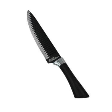 Imagem de Conjunto de Facas Profissionais, 6 Peças em Aço Inox, Preto, com Tesoura e Descascador, Cabo Ergonômico, Lâminas Antiaderentes, 14,7-32,3cm