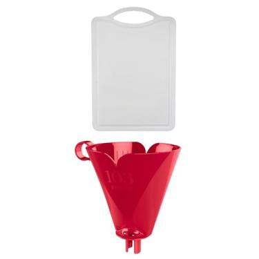 Imagem de Conjunto de 1 Suporte para Filtro de Café 103 Vermelho + 1 Tábua de Cozinha Multiuso Pequena Branca