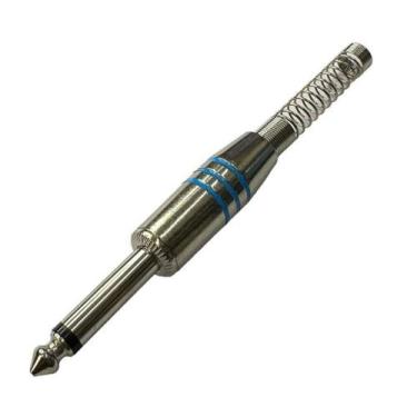 Imagem de Kit 2 pçs - plug p10 mono - prata e azul - com mola - Diprimeira