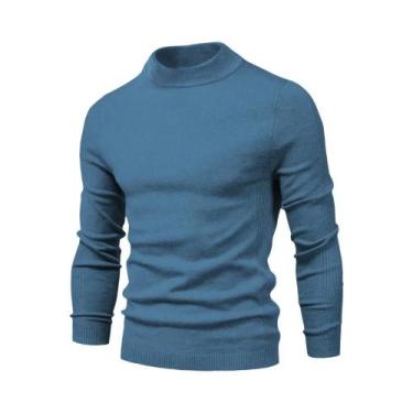 Imagem de Suéter Masculino De Inverno Grosso E Quente Com Gola Alta Casual Em Co